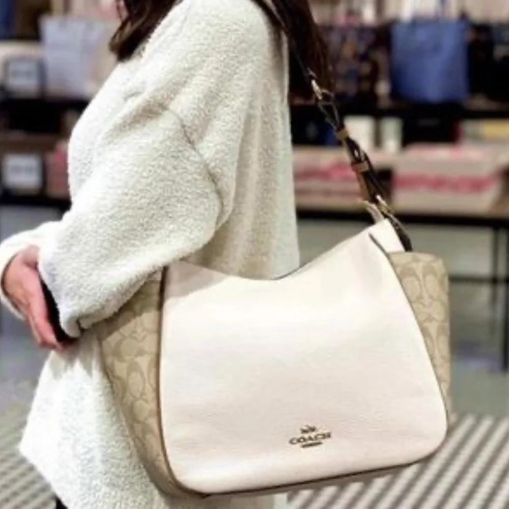 Coach C2855 Rori Shoulder Bag In Colorblock Signature Canvas‎ Light Khaki